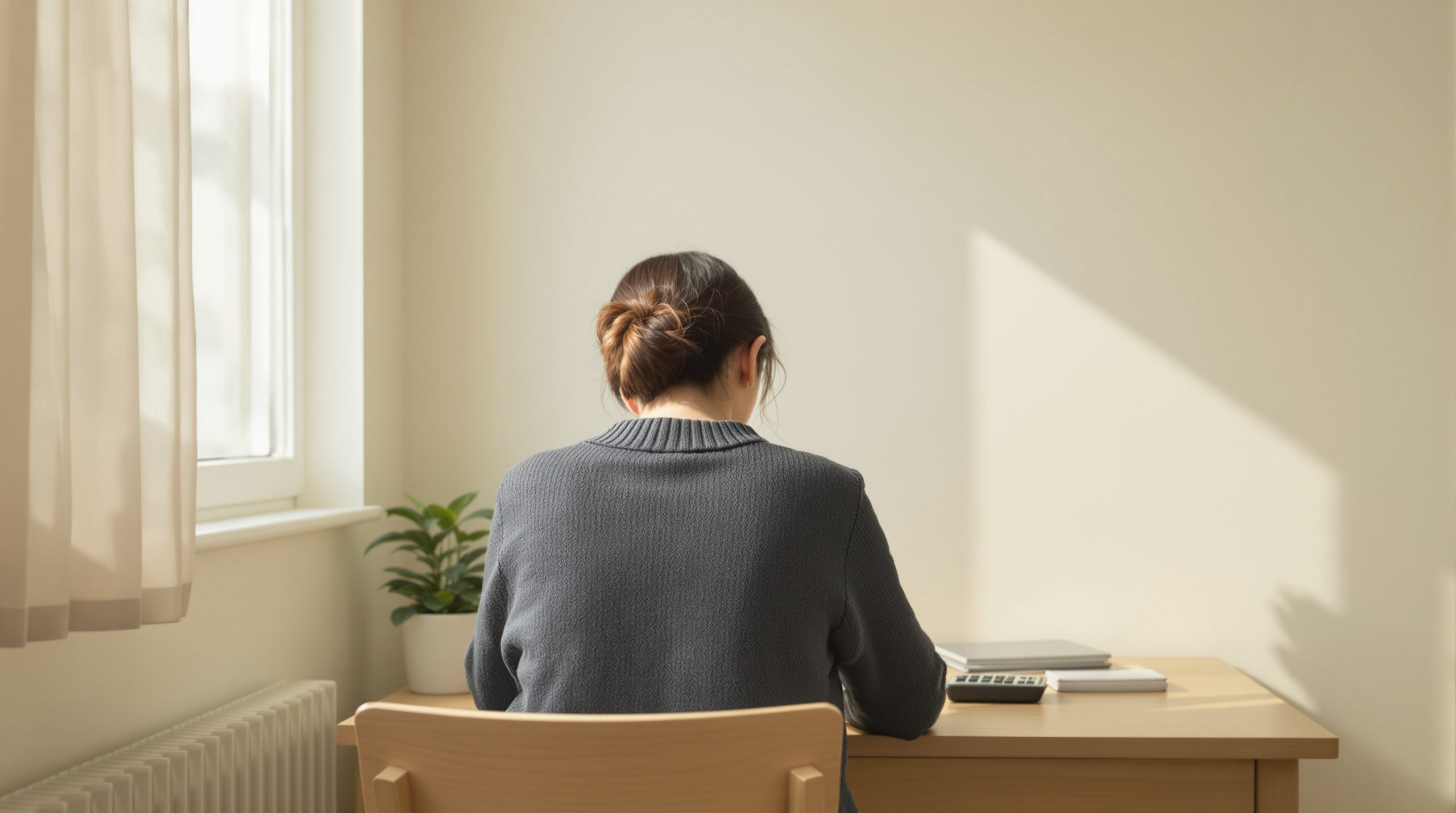 대구개인파산 신청을 위해 4년치 보험 약정서와 카드 명세서를 정리하는 55세 여성 의뢰인의 책상 위 풍경
