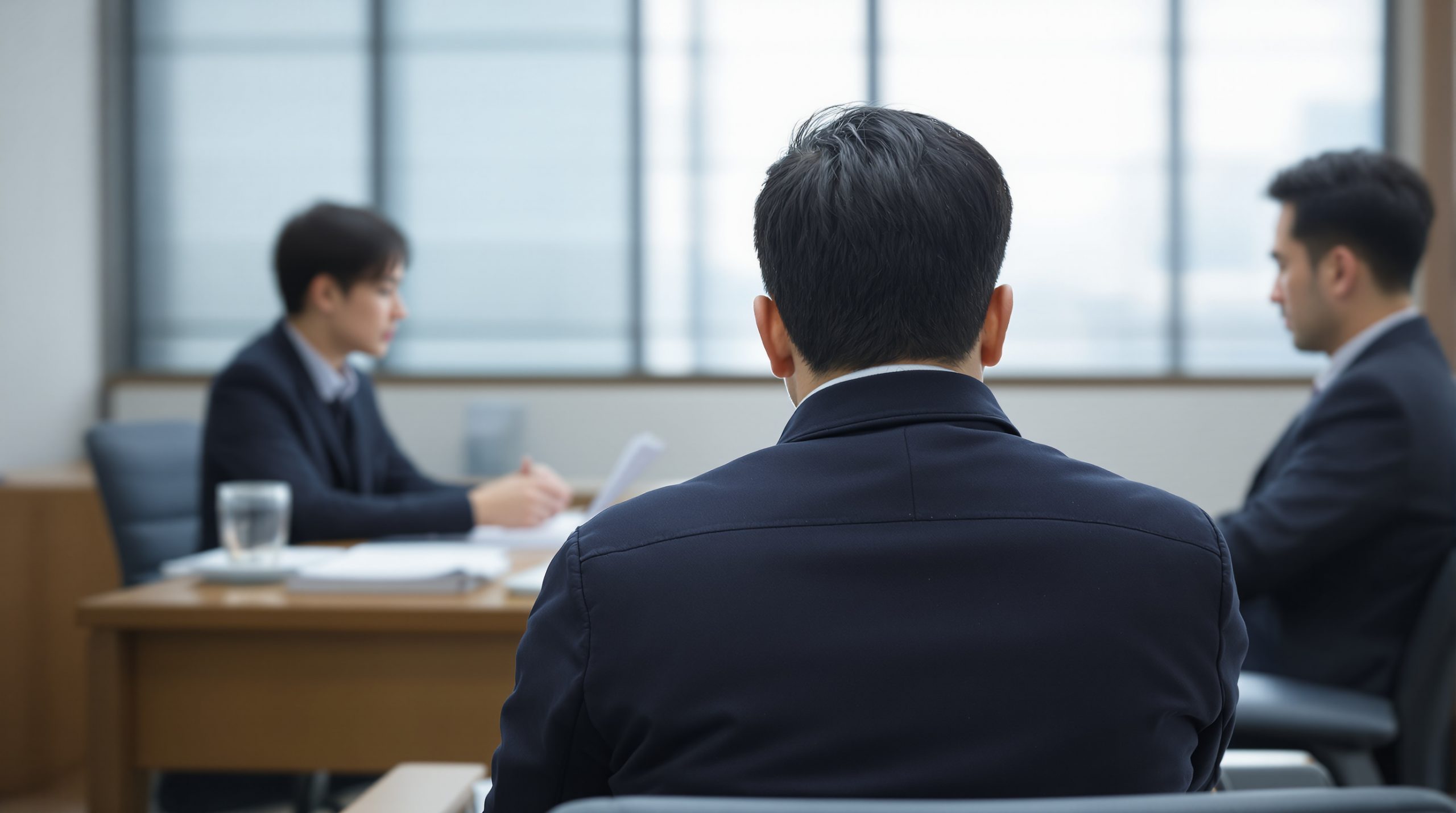 대구개인회생 첫 상담을 위해 사무실을 찾은 41세 화물기사 의뢰인 뒷모습