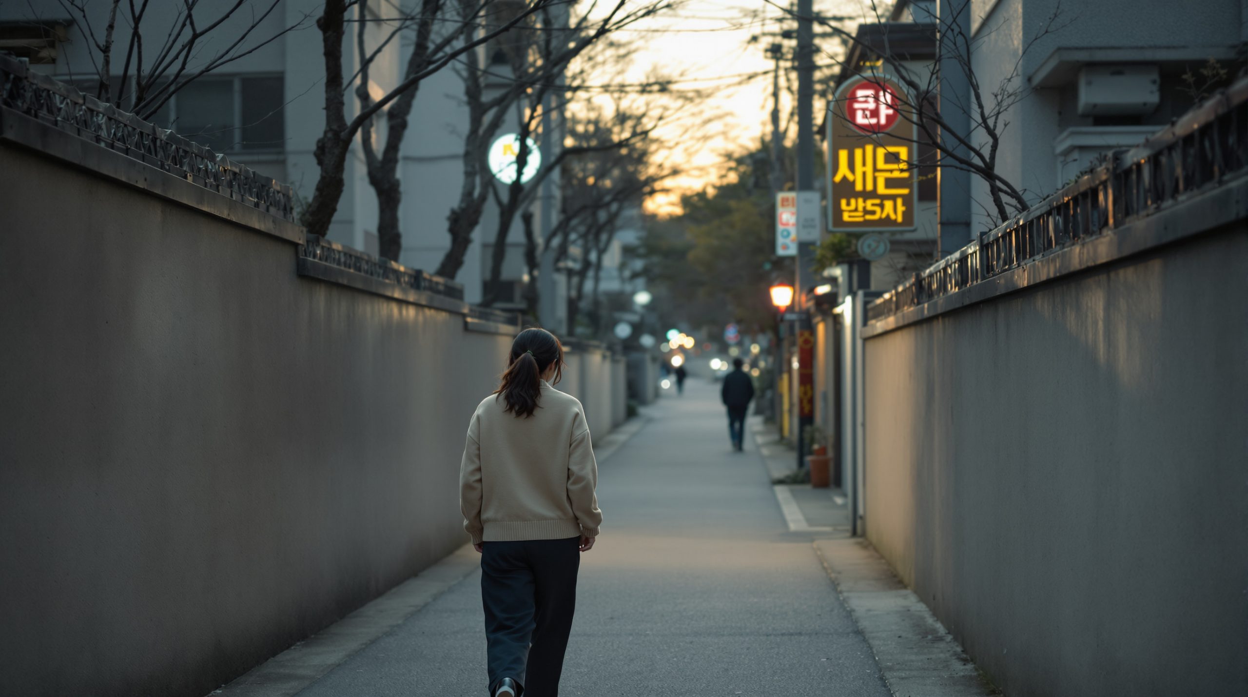 대구개인회생 인가 후 평리동 한식당에서 자녀와의 저녁 자리로 향하는 49세 여성 의뢰인의 뒷모습
