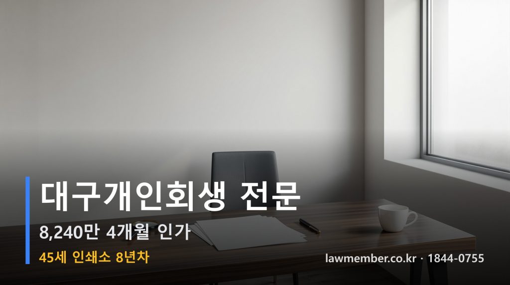대구개인회생 전문 법무사 로맴버 - 45세 8년 인쇄소 8,240만 회생 인가 견본 다섯 장