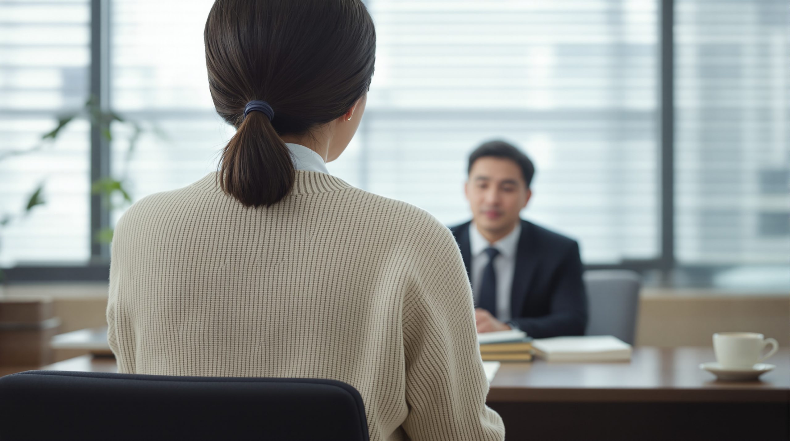 대구개인회생 전문 법무사 로맴버 상담실에서 45세 보습학원 의뢰인이 8년치 등록생 노트를 책상에 펼치는 뒷모습