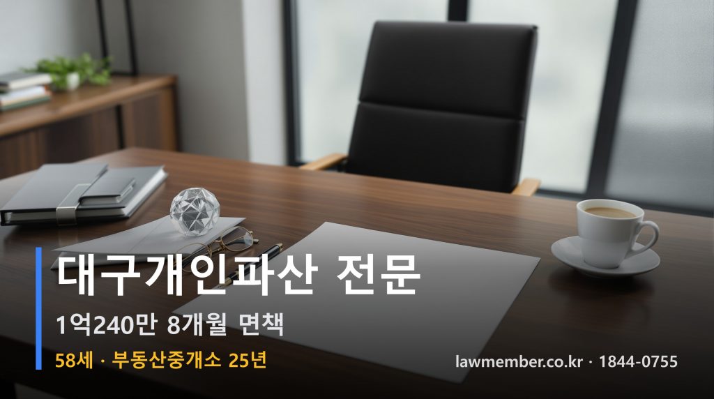 대구개인회생 전문 법무사 로맴버 - 58세 25년 부동산 중개소 1억240만 파산 면책 역순으로