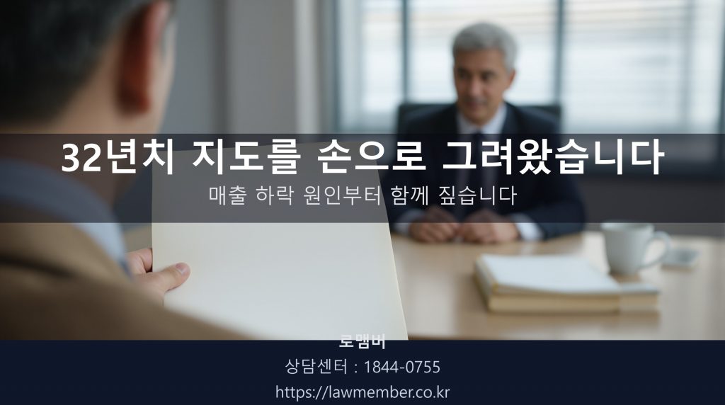 대구개인회생 전문 법무사 로맴버 상담실에서 58세 서점 사장님이 32년치 손그림 상권 지도와 매출 대장 노트를 책상 위에 나란히 펼치는 뒷모습