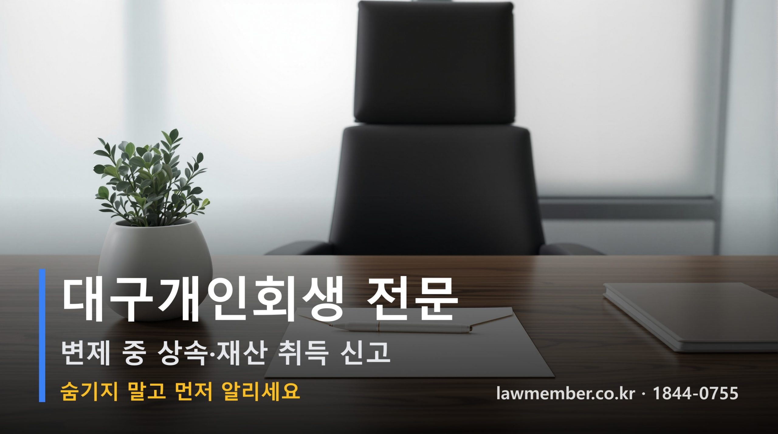 법무사 사무실 책상 위 서류봉투와 화분 정물