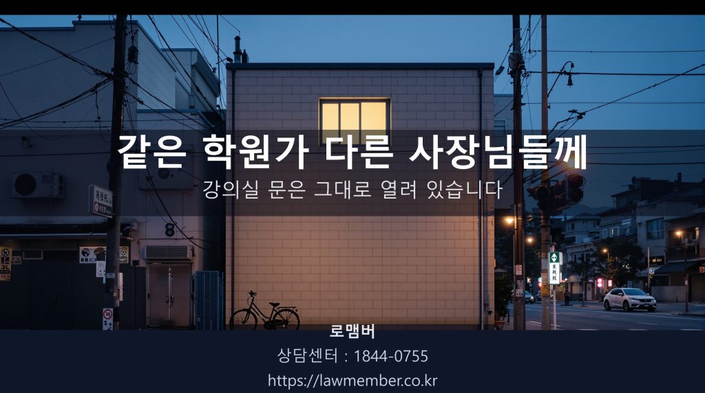 대구 달서구 상인동 학원가 거리 저녁 풍경, 작은 학원 건물 외관 사람 없음
