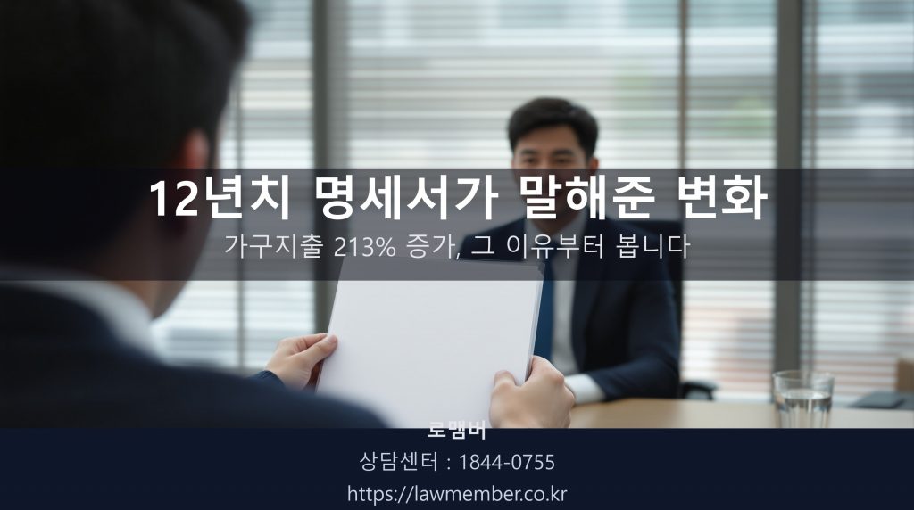 대구개인회생 전문 법무사 로맴버 상담실에서 42세 직장인 의뢰인이 클리어 파일에 정리된 월급명세서를 책상에 펼치는 뒷모습